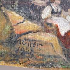 Olej na płycie  80 x 60 cm. podpisany J.Müller 1943r.