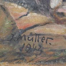 Olej na płycie  80 x 60 cm. podpisany J.Müller 1943r.