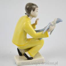 Dziewczynka z pajacem art deco  Miklós Veress Drasche węgierskie figurki lata 60te