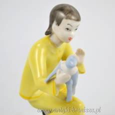Dziewczynka z pajacem art deco  Miklós Veress Drasche węgierskie figurki lata 60te