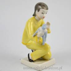 Dziewczynka z pajacem art deco  Miklós Veress Drasche węgierskie figurki lata 60te