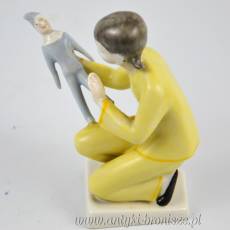 Dziewczynka z pajacem art deco  Miklós Veress Drasche węgierskie figurki lata 60te