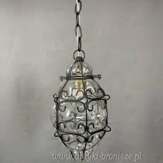 Żyrandol KULA, lampa szklana, sufitowa, antyczna