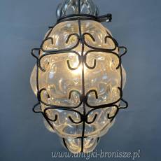 Żyrandol KULA, lampa szklana, sufitowa, antyczna