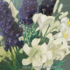 Bukiet z białymi liliami pastel na kartonie -sygn E,Waldbourg – Robiano 1952r