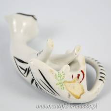 Kot porcelanowy w stylu Art Deco sygnowany Hollohaza Węgry lata 60-te