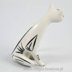 Kot porcelanowy w stylu Art Deco sygnowany Hollohaza Węgry lata 60-te