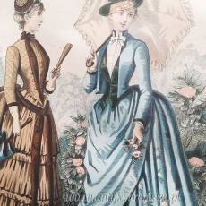 Staloryt kolorowany Paryska Moda La Mode illustrée 1887r