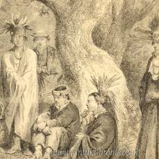Indianie Kickapoo u cesarza Meksyku drzeworyt wg rysunku M. Beaucé 1865r
