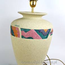 Lampa stołowa ceramiczna podpisana dekoracja geometryczna