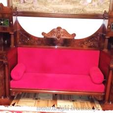 Reprezentacyjna sofa, kanapa Biedermeier orzech piramida, Polska lata 20te po renowacji