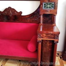 Reprezentacyjna sofa, kanapa Biedermeier orzech piramida, Polska lata 20te po renowacji