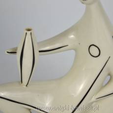 Rzeźba kobieta z wazonem porcelana Zsolnay projekt Török János 1960r biało czarna kolorystyka