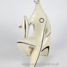 Rzeźba kobieta z wazonem porcelana Zsolnay projekt Török János 1960r biało czarna kolorystyka
