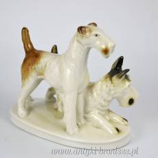 Dwa psy teriery Lippelsdorf  Niemcy lata 50/60te 13cm/15,5/7cm