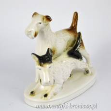 Dwa psy teriery Lippelsdorf  Niemcy lata 50/60te 13cm/15,5/7cm