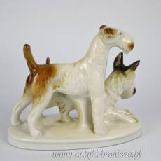 Dwa psy teriery Lippelsdorf  Niemcy lata 50/60te 13cm/15,5/7cm