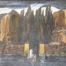 Wyspa umarłych A. Böcklin kopia S.Zacharow 1926 r Wymiar 62/96cm