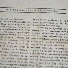 Starodruk Gazeta Krakowska z dodatkiem nr. 34 z 28.04 1799r papier czerpany