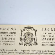 Certyfikat autentyczności relikwii z 1867r wystawiony przez Biskupa Clemente Pagliari Anagnia