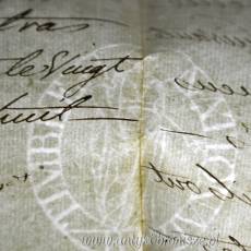 Francuski dokument notarialny z 1806r z pieczęciami i znakiem wodnym