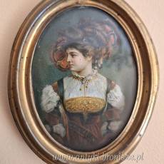 Portret kobiety, w malej owalnej ramce - H:13 cm L:10cm - poz. 2415
