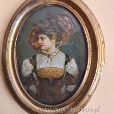 Portret kobiety, w malej owalnej ramce - H:13 cm L:10cm - poz. 2415
