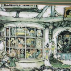 Obrazek Vintage „Sklep z zabawkami” w 3D Anton Pieck Holandia poł XXw