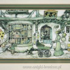 Obrazek Vintage „Sklep z zabawkami” w 3D Anton Pieck Holandia poł XXw