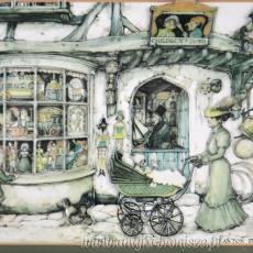Obrazek Vintage „Sklep z zabawkami” w 3D Anton Pieck Holandia poł XXw