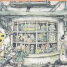 Obrazek Vintage „Sklep z zabawkami” w 3D Anton Pieck Holandia poł XXw