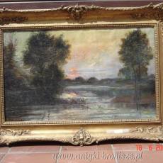 PRZECENA-ONP - DUMONT "Pejzaz" - podpisany R Dumont, XIX w. rozm.: 46 x 74 cm - poz. 2659