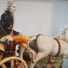 Para w powozie barokowa figura w  stylu Capodimonte D.Polo-Uiato Włochy lata 50/60te XXw
