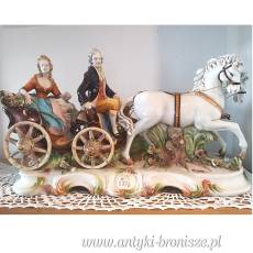 Para w powozie barokowa figura w  stylu Capodimonte D.Polo-Uiato Włochy lata 50/60te XXw
