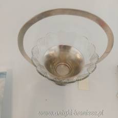 Cukiernica posrebrzana ze szkłem Art- Deco lata 30. XX prawdopodobnie Łódź Famak