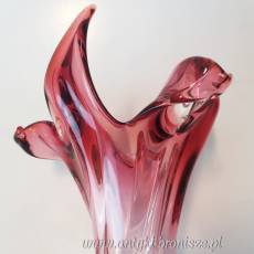 Vintage wazon Murano pink, szkło artystyczne, ręcznie dmuchane wys 28cm