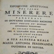 Esposizione Affettuosa Del Salmo Miserere Turyn 1772r