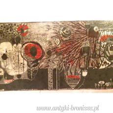 Gobelin Eriko Lászlo Pecsi Lakás Textil Vállalat Węgry lata 60te 175/75cm