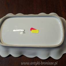Patera z uszami, dekoracja w zielone kwiaty - porcelana sygn. "Orzel P.K. Silesia" - poz. 4745