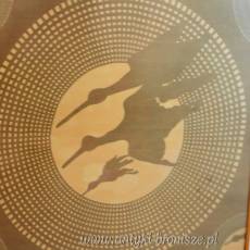 Batik żurawie oprawa za szkłem w ramce 110/ 88cm lata 70/80te