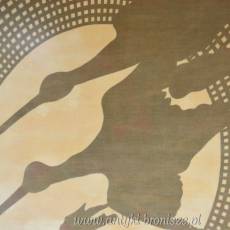 Batik żurawie oprawa za szkłem w ramce 110/ 88cm lata 70/80te