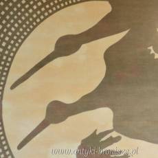 Batik żurawie oprawa za szkłem w ramce 110/ 88cm lata 70/80te