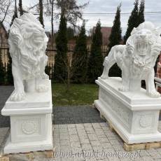 Lwy z marmuru BIAŁE lew na postumencie 160 cm