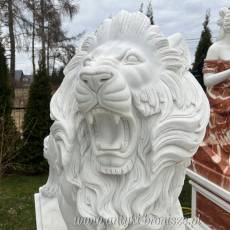 Lwy z marmuru BIAŁE lew na postumencie 160 cm