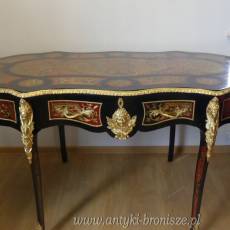 BOULLE -Biurko retro w stylu barokowym z intarsją mosiężną 150 x 80 cm