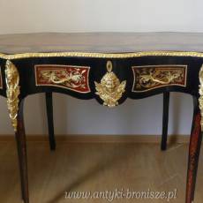 BOULLE -Biurko retro w stylu barokowym z intarsją mosiężną 150 x 80 cm