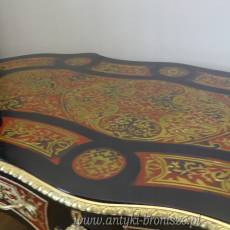 BOULLE -Biurko retro w stylu barokowym z intarsją mosiężną 150 x 80 cm
