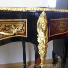 BOULLE -Biurko retro w stylu barokowym z intarsją mosiężną 150 x 80 cm