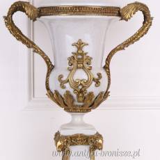 *AMFORA* WAZON BIAŁA porcelana z brązem
