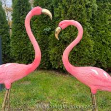 RÓŻOWE FLAMINGI z brązu FLAMING do ogrodu